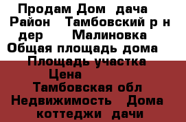 Продам Дом -дача  › Район ­ Тамбовский р-н дер. 2 - Малиновка  › Общая площадь дома ­ 55 › Площадь участка ­ 15 › Цена ­ 580 000 - Тамбовская обл. Недвижимость » Дома, коттеджи, дачи продажа   